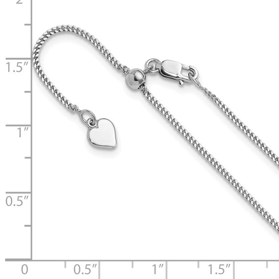 Leslie's Sterling Silver RH-plated Adjustable 1.4mm Curb Chain