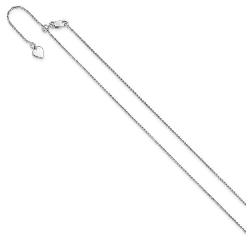 Sterling Silver RH-plated Adjustable .95mm Rolo Chain