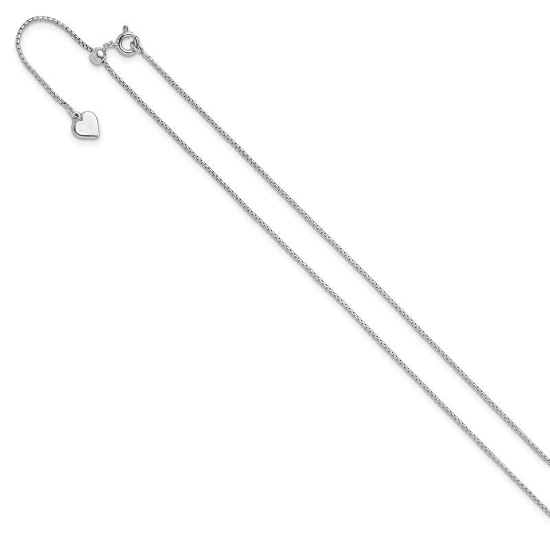 Sterling Silver RH-plated Adjustable .95mm Round Box Chain