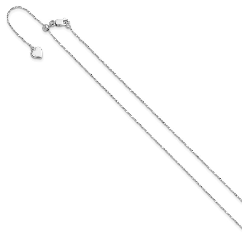 Sterling Silver RH-plated Adjustable .95mm Singapore Chain