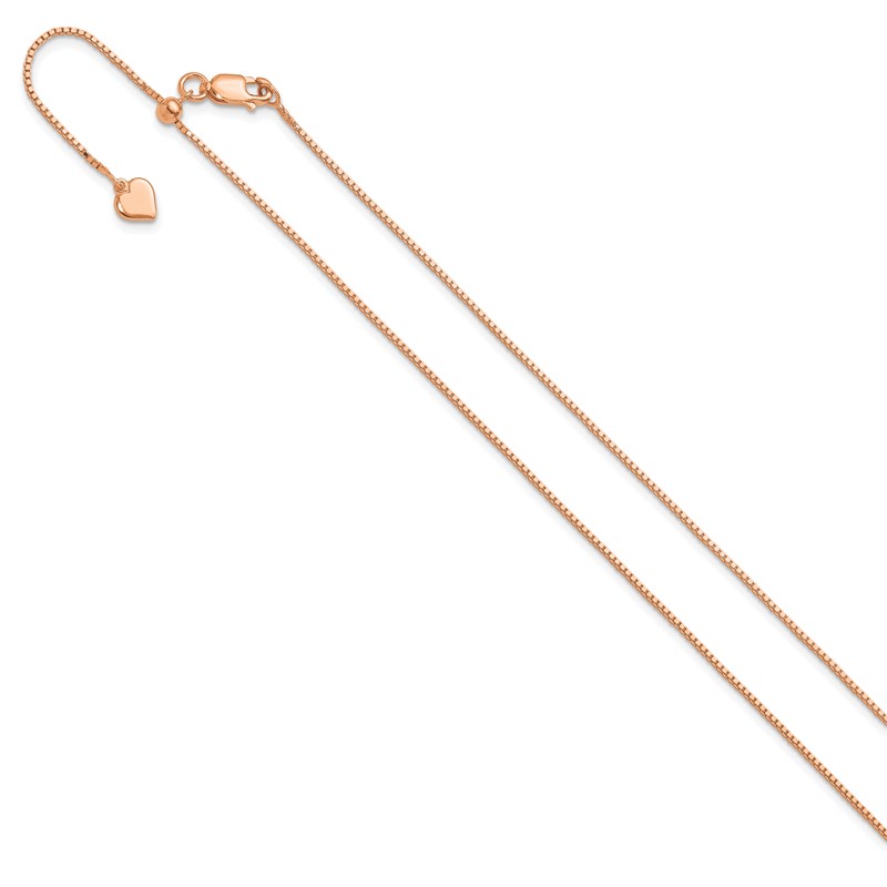 Sterling Silver Rose Gold-plated Adjustable .95mm Box Chain
