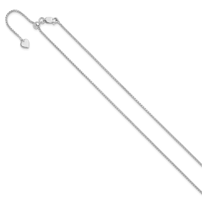 Sterling Silver RH-plated Adjustable 1.25mm Round Box Chain