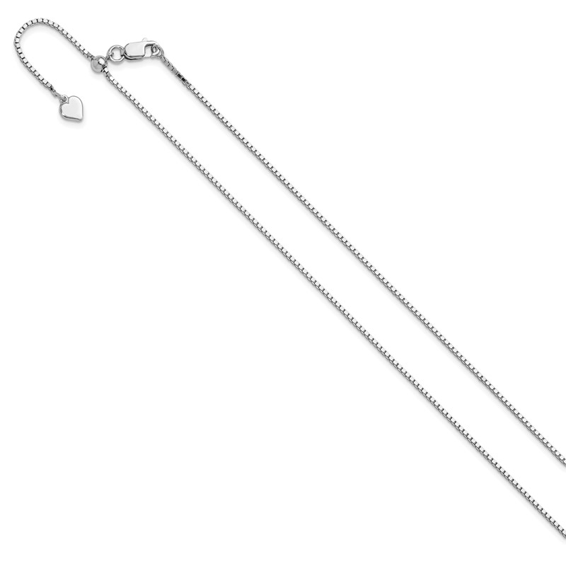 Sterling Silver RH-plated Adjustable 1.15mm Box Chain