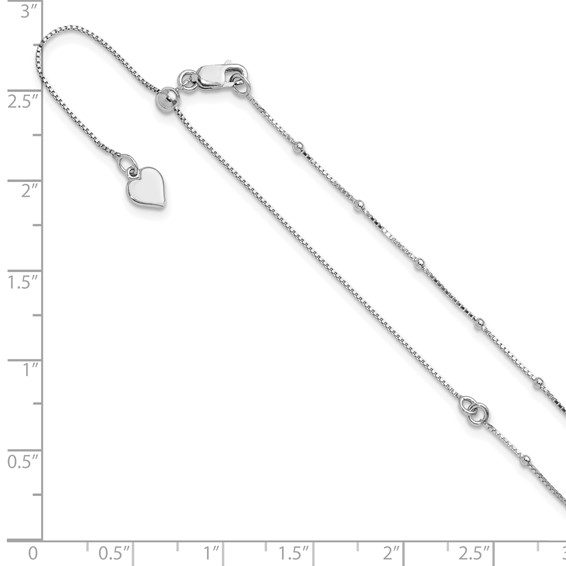 Leslie's Sterling Silver RH-plt Adjustable 1.5mm Beaded D/C Box Chain
