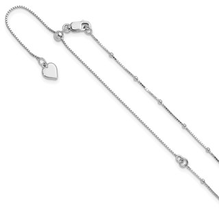 Leslie's Sterling Silver RH-plt Adjustable 1.5mm Beaded D/C Box Chain