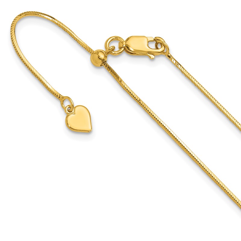 Sterling Silver Gold-plated Adjustable 1mm D/C Square Snake Chain