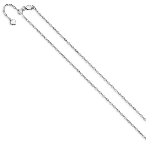 Leslie's Sterling Silver RH-plated Adjustable 2mm Flat Oval Chain