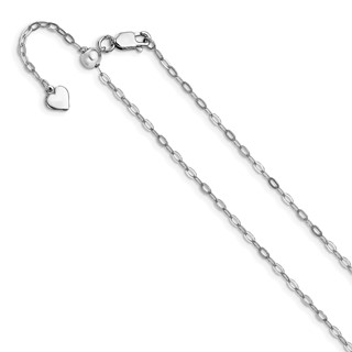 Leslie's Sterling Silver RH-plated Adjustable 2mm Flat Oval Chain