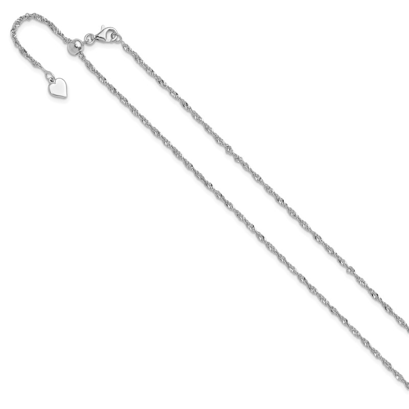 Sterling Silver RH-plated Adjustable 1.6mm Singapore Chain