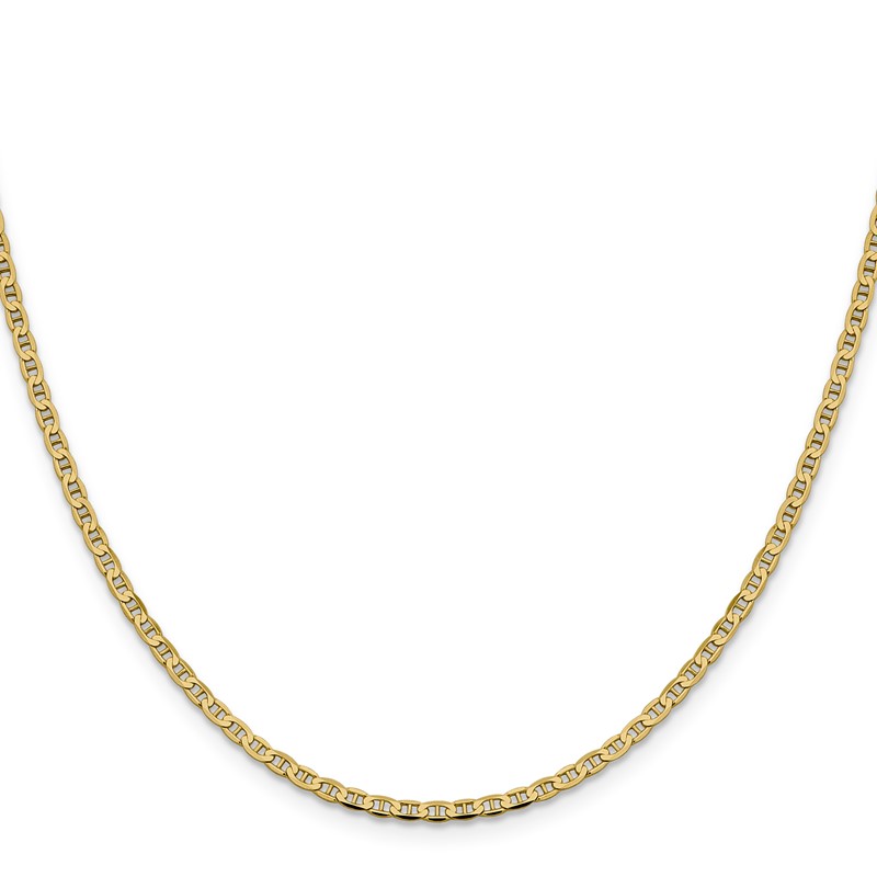 14K 22 inch 2.4mm Concave Anchor with Lobster Clasp Chain