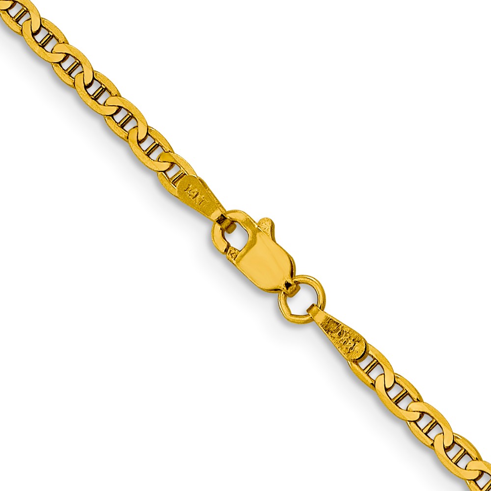14K 24 inch 2.4mm Concave Anchor with Lobster Clasp Chain (FCA065-24)