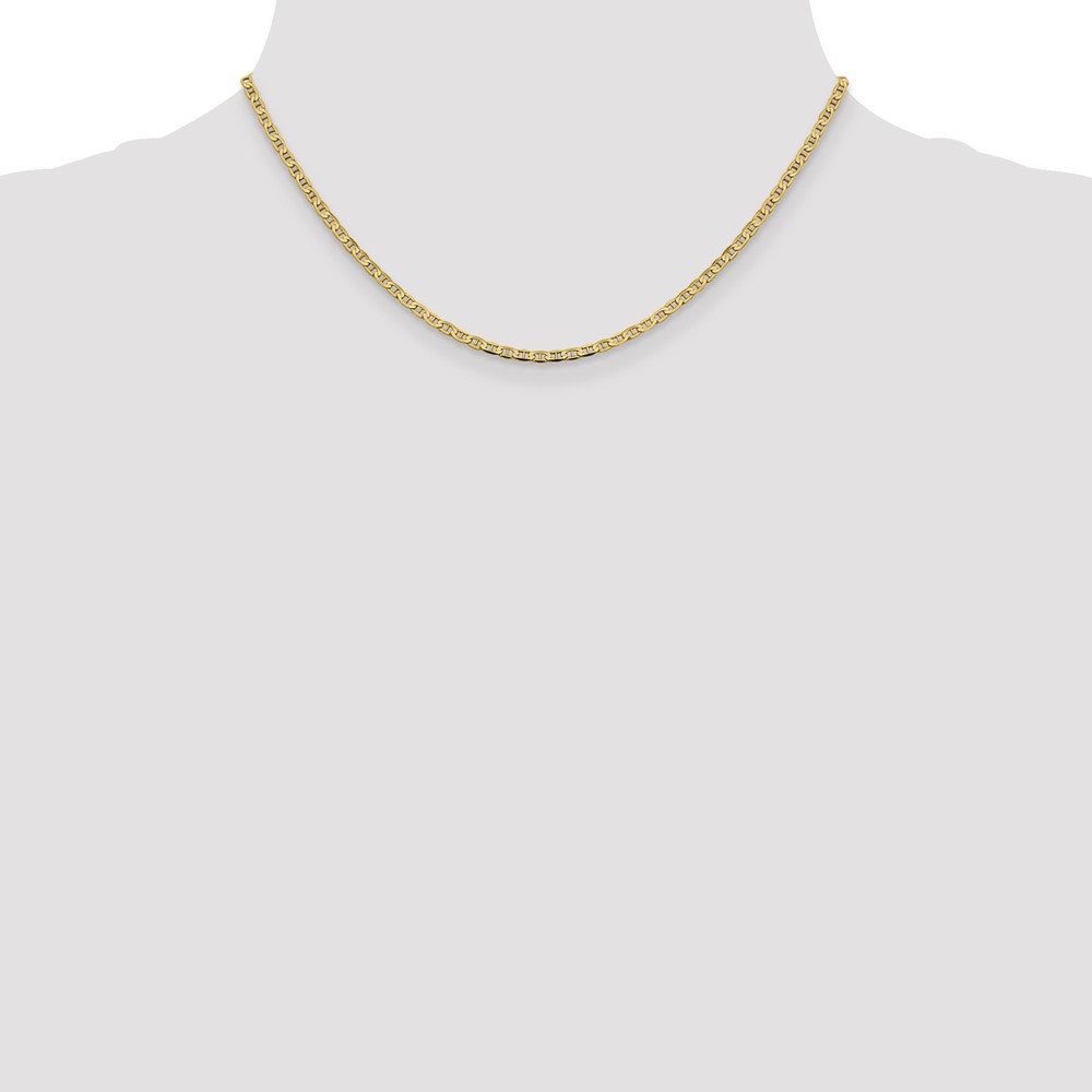14K 16 inch 2.4mm Concave Anchor with Lobster Clasp Chain (FCA065-16)