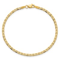 14K 2.4mm Yellow Gold Concave Anchor Chain with Lobster Clasp - 7in view 3