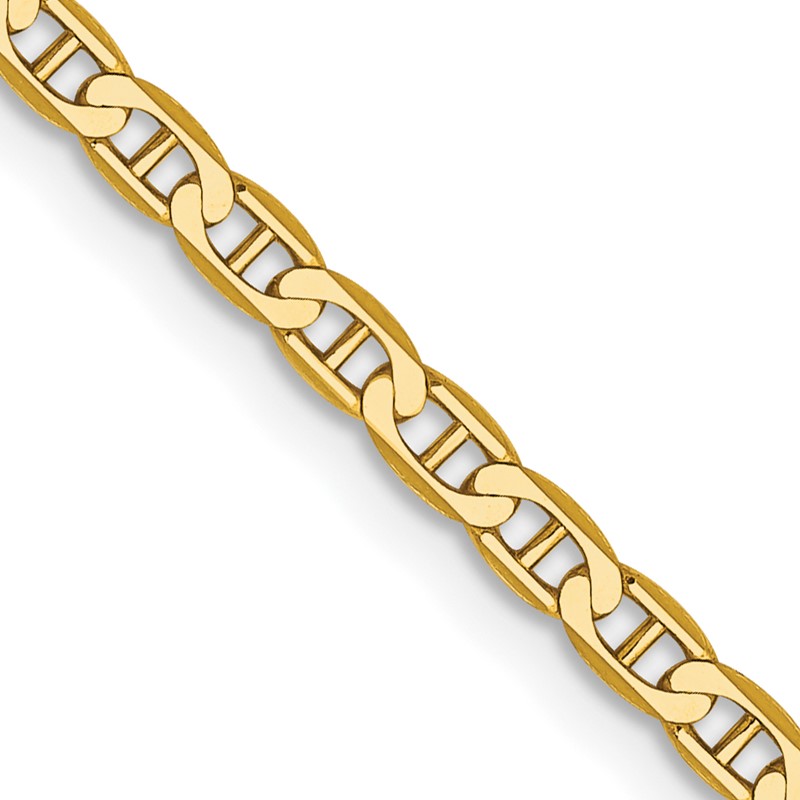 14K 22 inch 2.4mm Concave Anchor with Lobster Clasp Chain