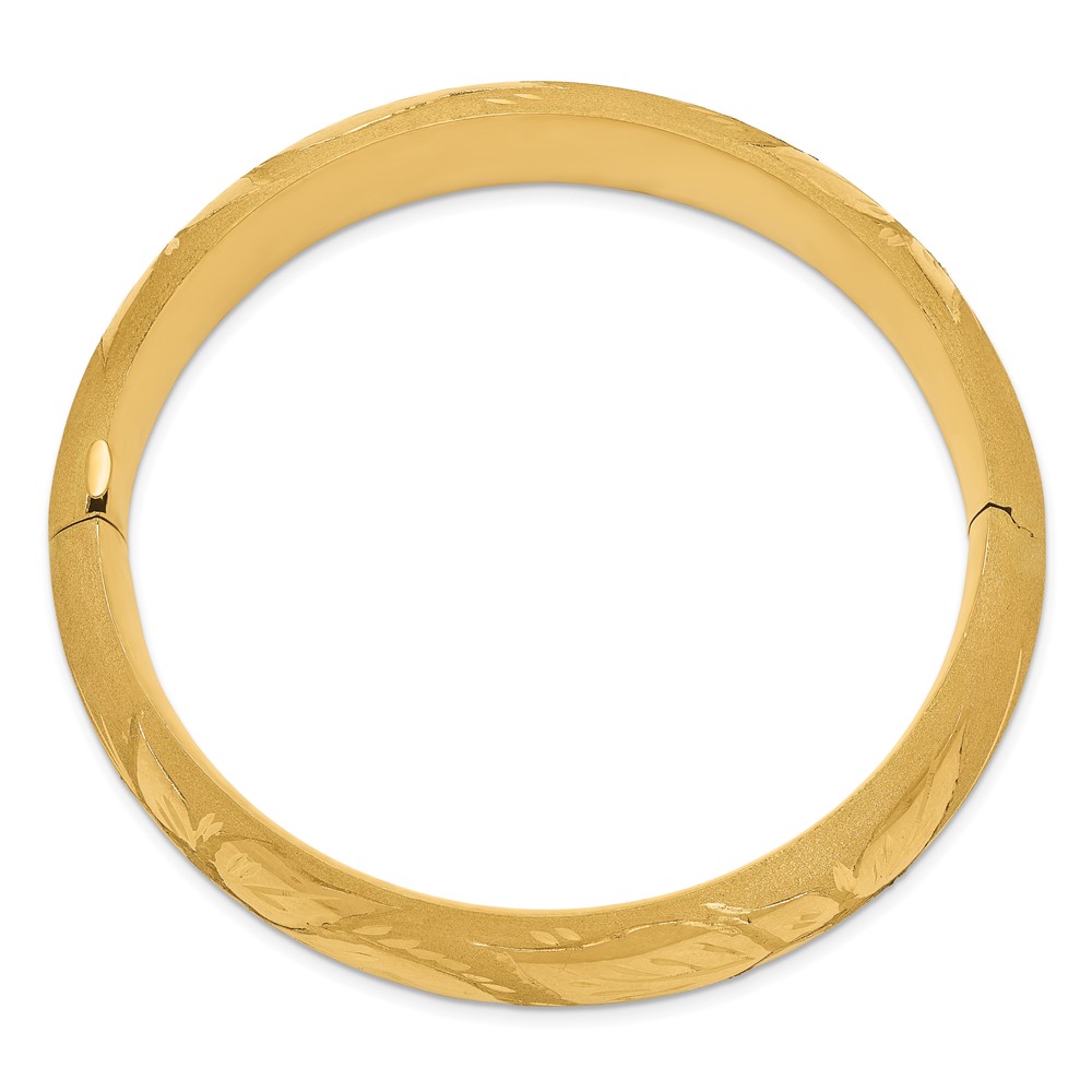 14k 11/16 Florentine Engraved 17.00mm Hinged Round Bangle Bracelet (FE11/16)