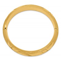 14K Yellow Gold 0.69 Oversize Florentine Engraved 17.00mm Hinged Round Bangle Bracelet view 2