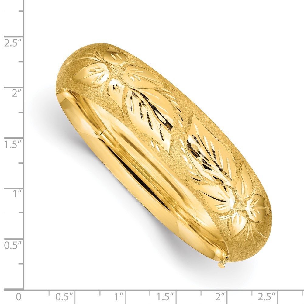 14k 11/16 Florentine Engraved 17.00mm Hinged Round Bangle Bracelet (FE11/16)