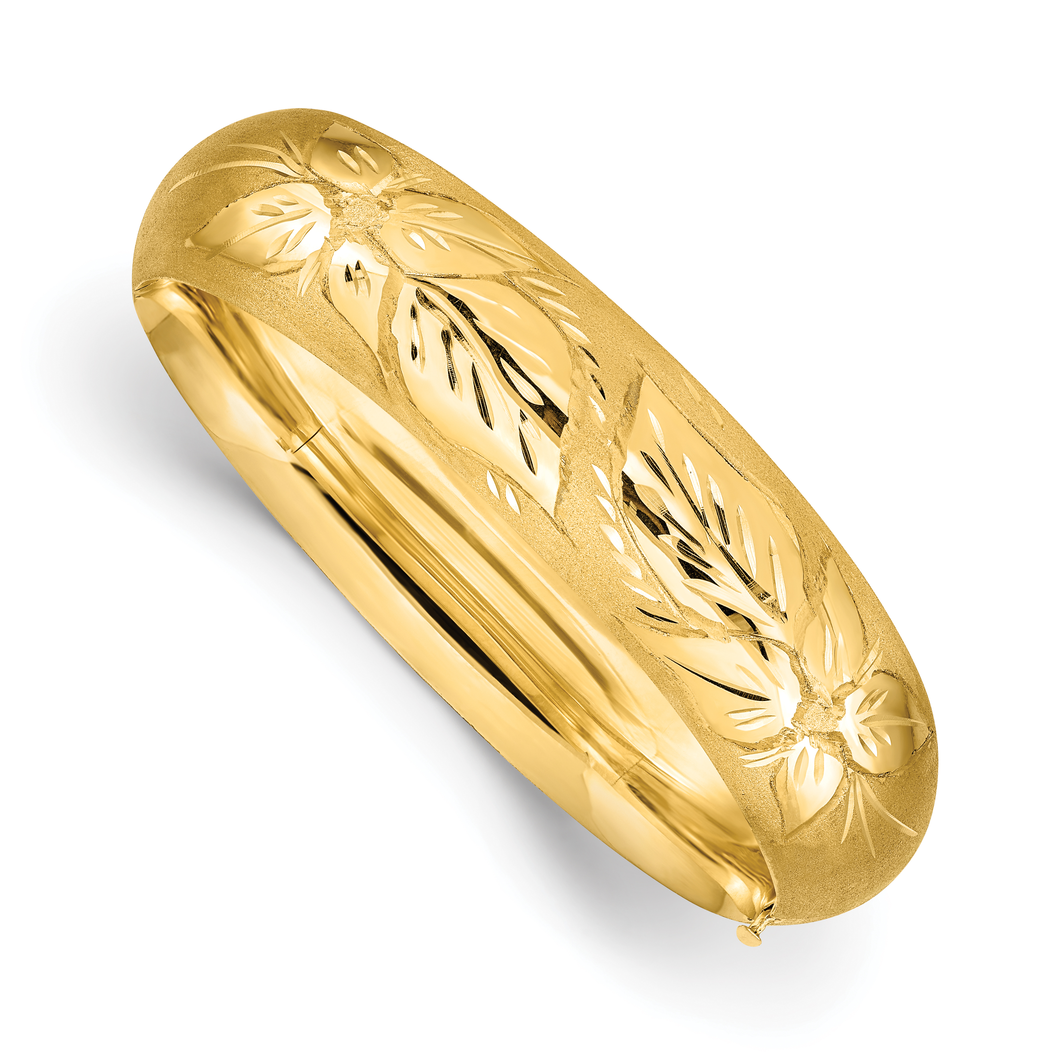14k 11/16 Florentine Engraved 17.00mm Hinged Round Bangle Bracelet (FE11/16)