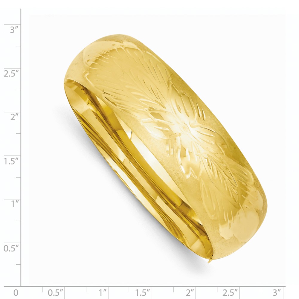 14k 14kt Yellow Gold 13/16 Florentine Engraved Hinged Bangle Bracelet 7