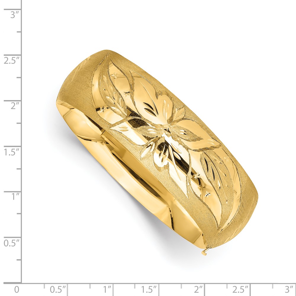 14k 13/16 Florentine Engraved 20.00mm Hinged Round Bangle Bracelet (FE13/16)