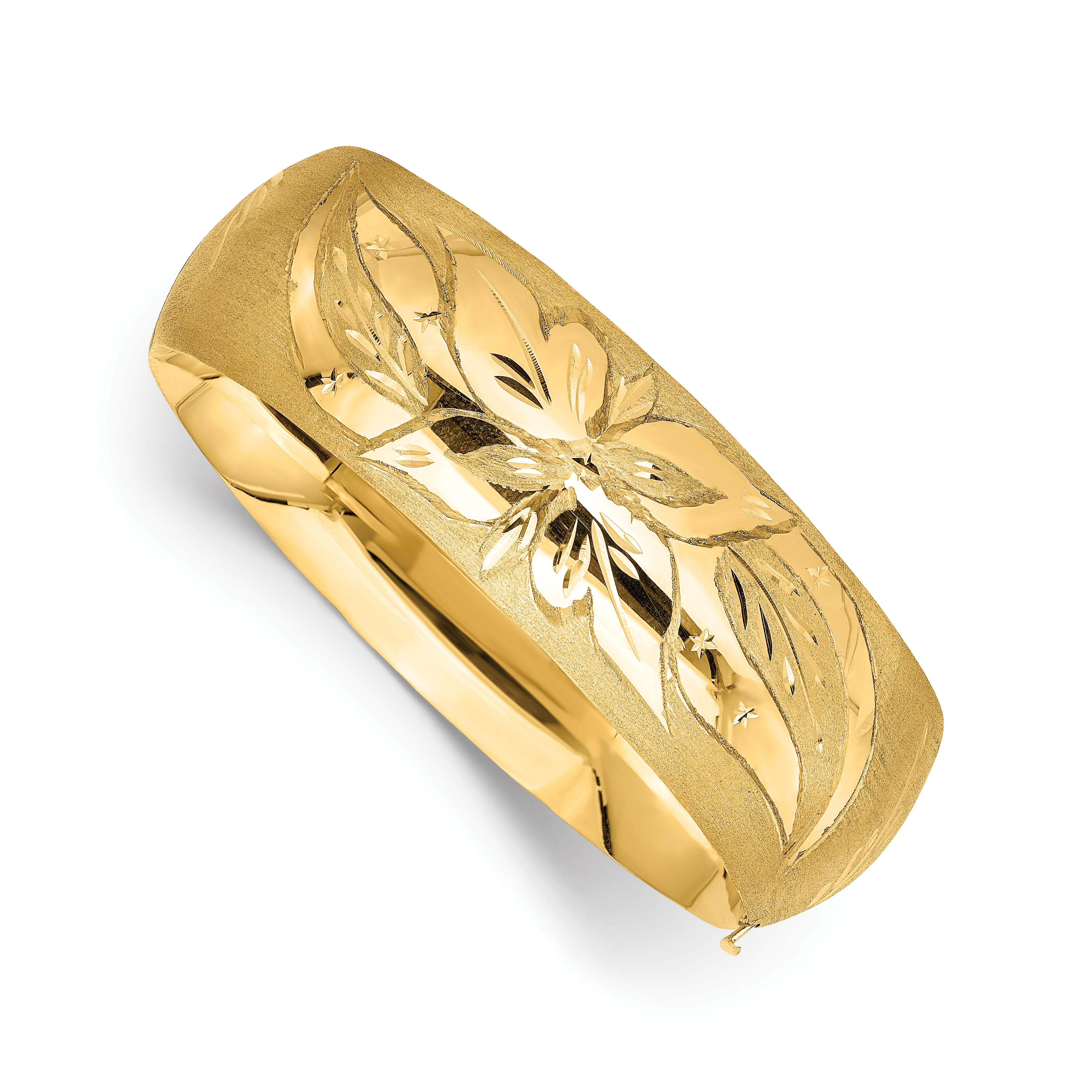 14k 13/16 Florentine Engraved 20.00mm Hinged Round Bangle Bracelet (FE13/16)