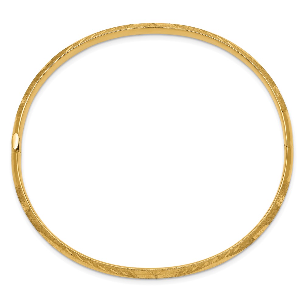 14k 3/16 Florentine Engraved 5.00mm Hinged Round Bangle Bracelet (FE3/16)