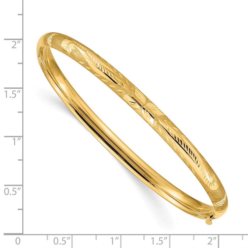 14k 3/16 Florentine Engraved 5.00mm Hinged Round Bangle Bracelet (FE3/16)