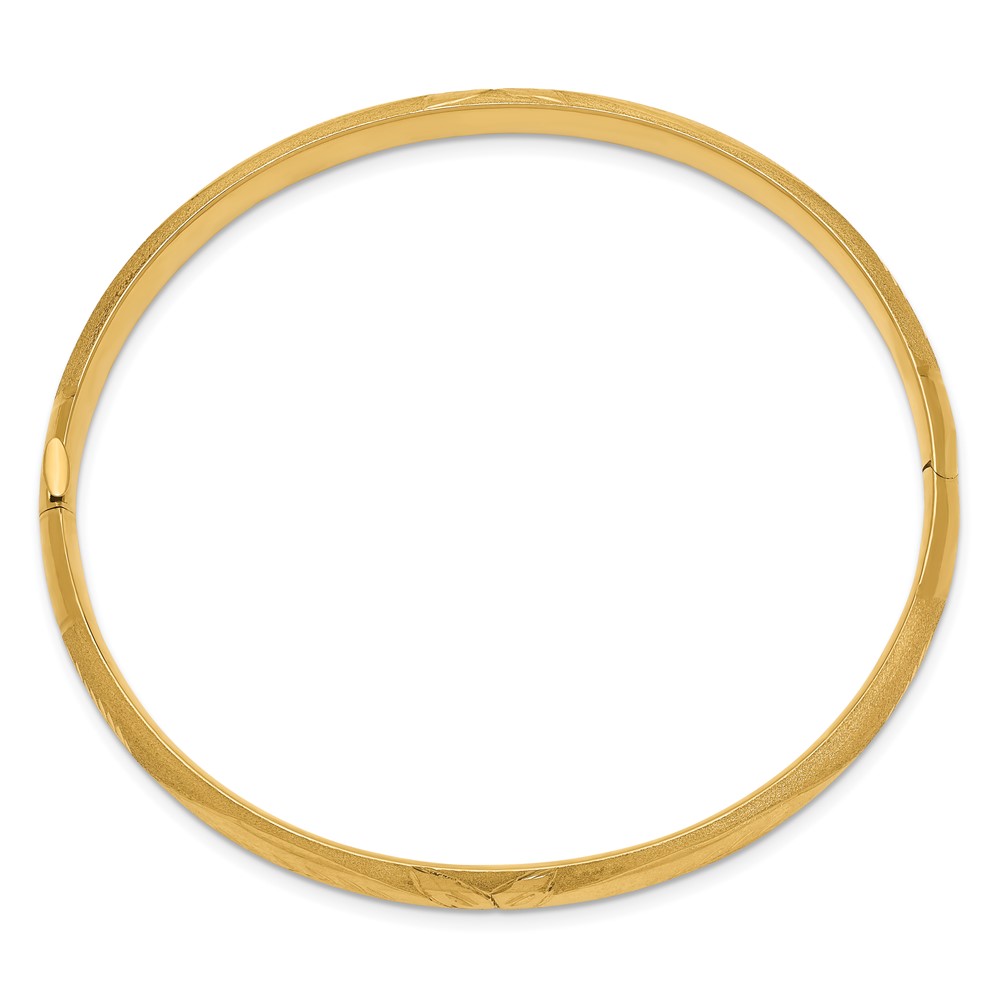 14k 4/16 Florentine Engraved 6.00mm Hinged Round Bangle Bracelet (FE4/16)