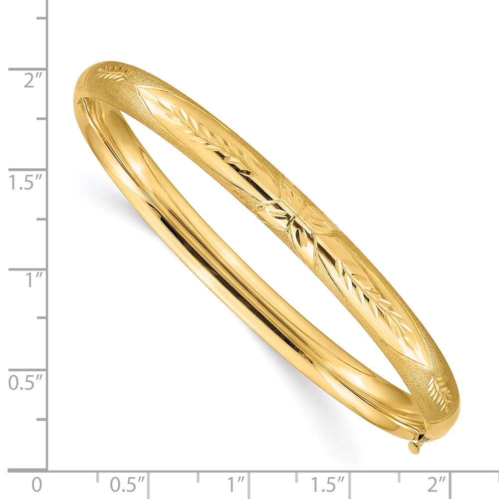 14k 4/16 Florentine Engraved 6.00mm Hinged Round Bangle Bracelet (FE4/16)