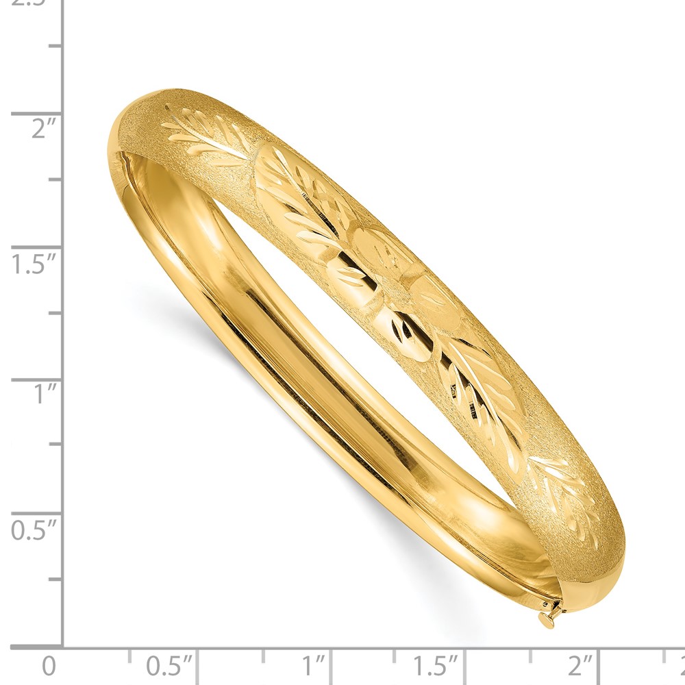 14k 5/16 Oversize Florentine Engraved 8.00mm Hinged Round Bangle Bracelet (FE5/16O)