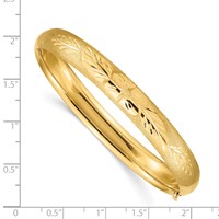 14K Yellow Gold 0.31 Florentine Engraved 8.00mm Hinged Round Bangle Bracelet view 3