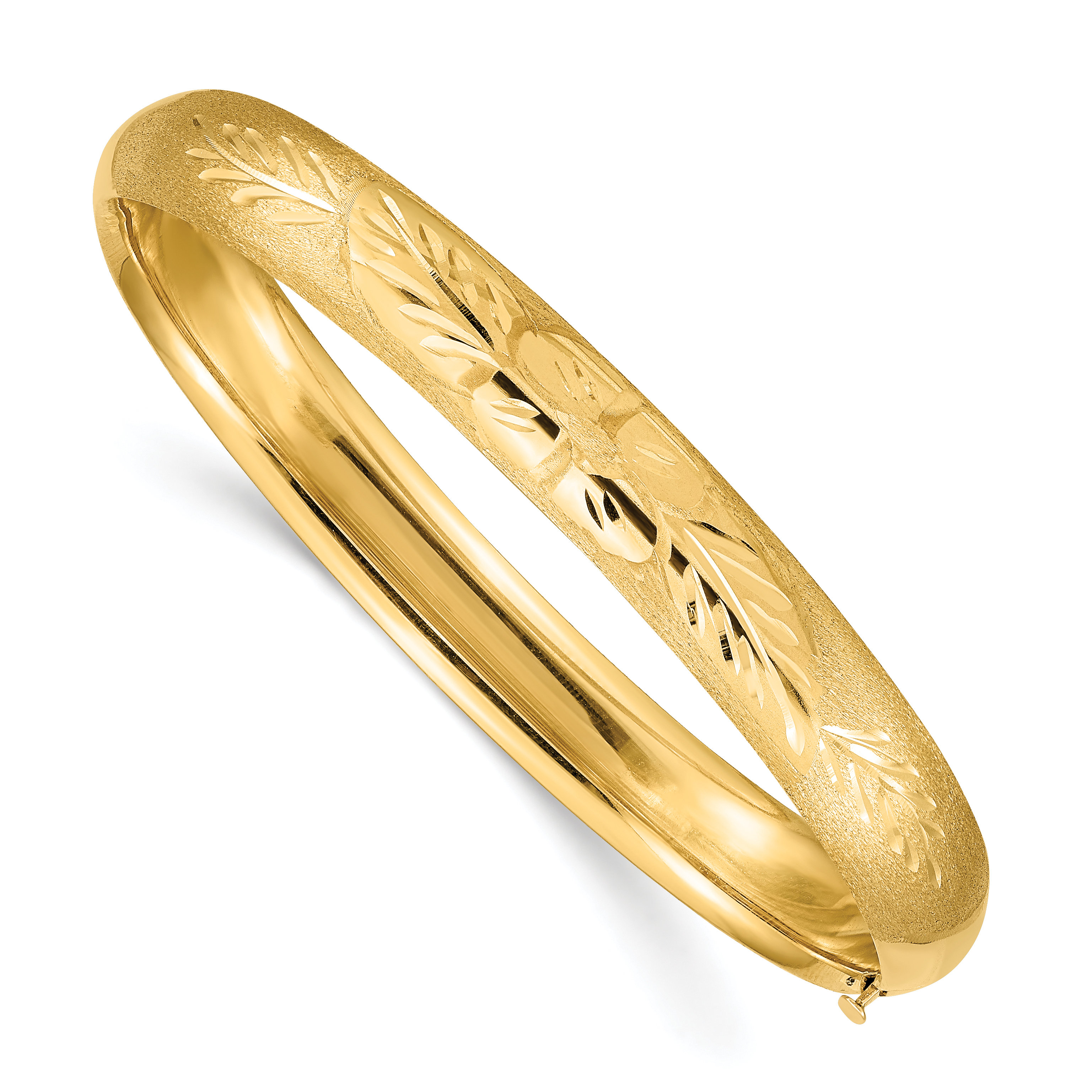 14k 5/16 Oversize Florentine Engraved 8.00mm Hinged Round Bangle Bracelet (FE5/16O)