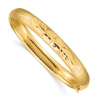 14K Yellow Gold 0.31 Florentine Engraved 8.00mm Hinged Round Bangle Bracelet view 1
