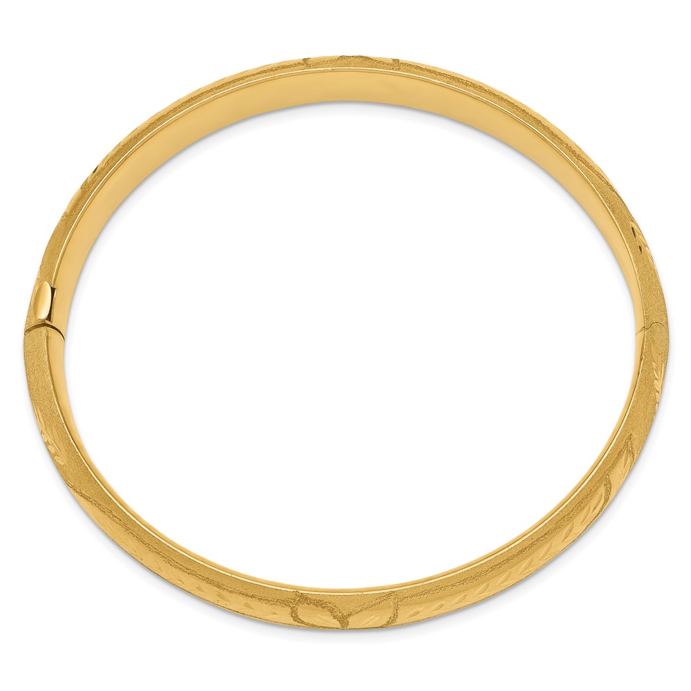 14k 7/16 Florentine Engraved 10.00mm Hinged Round Bangle Bracelet (FE7/16)