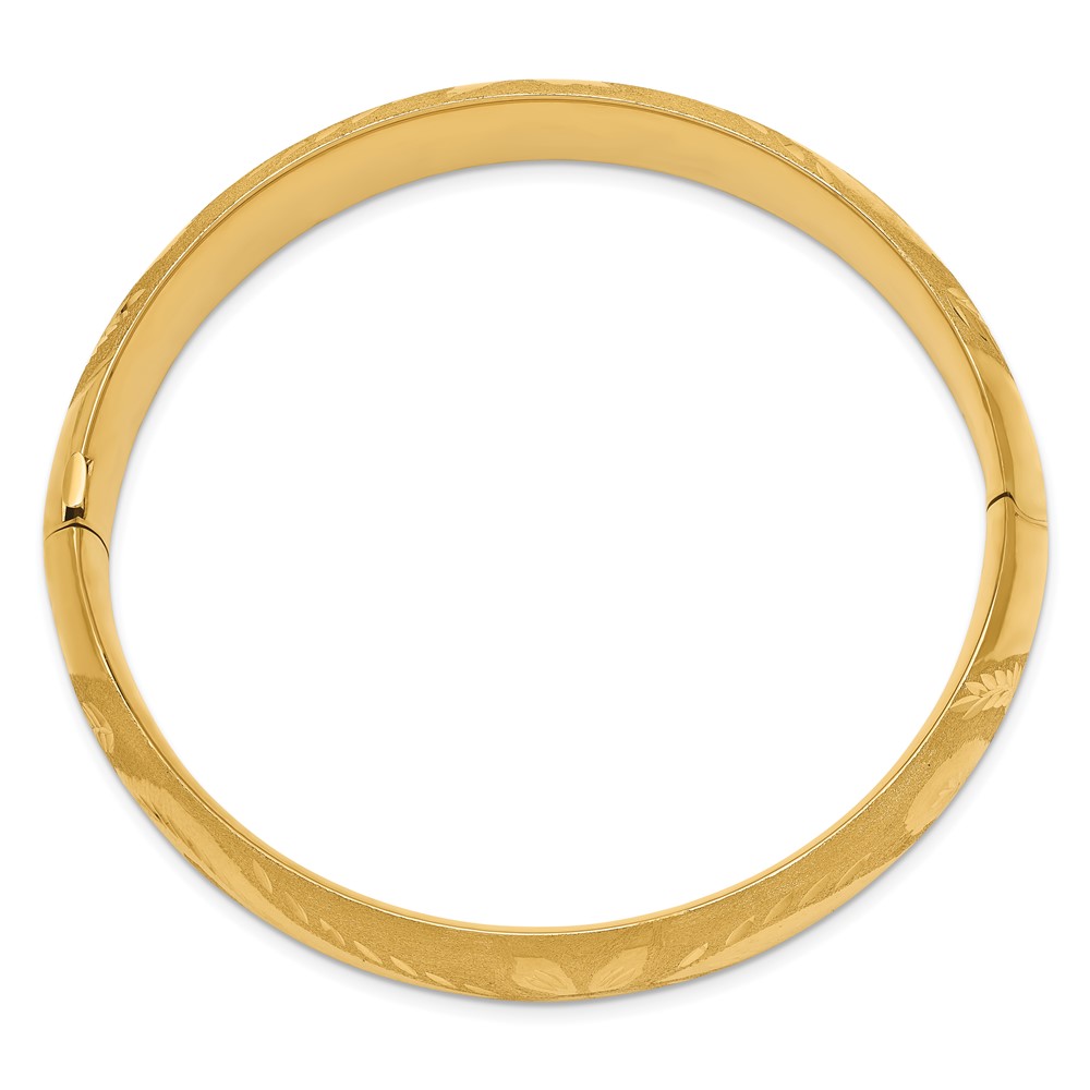 14k 9/16 Florentine Engraved 14.50mm Hinged Round Bangle Bracelet (FE9/16)