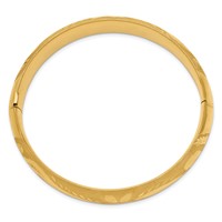 14K Yellow Gold 0.56 Oversize Florentine Engraved 14.50mm Hinged Round Bangle Bracelet view 2