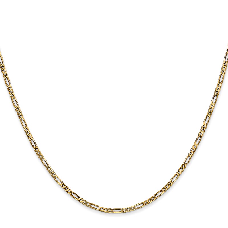 14K 22 inch 1.8mm Flat Figaro with Lobster Clasp Chain