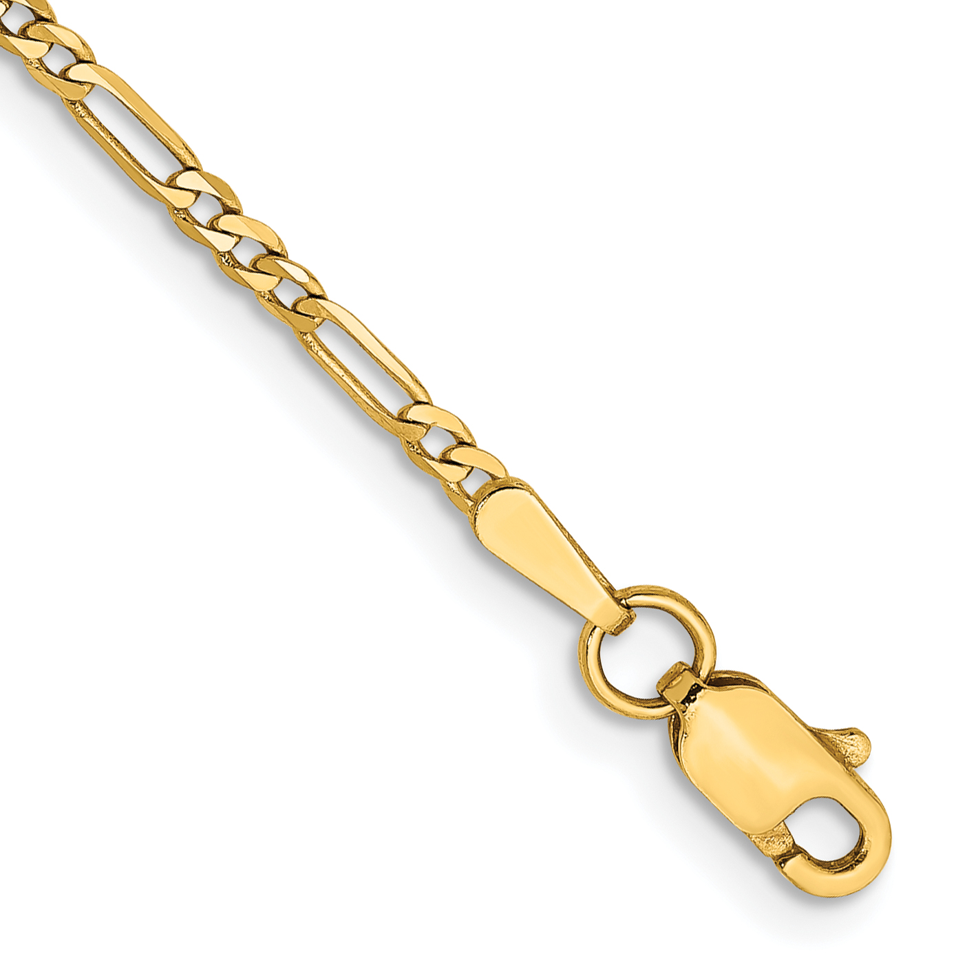 14K 5.5 inch 1.8mm Flat Figaro with Lobster Clasp Chain (FFL050-5.5)