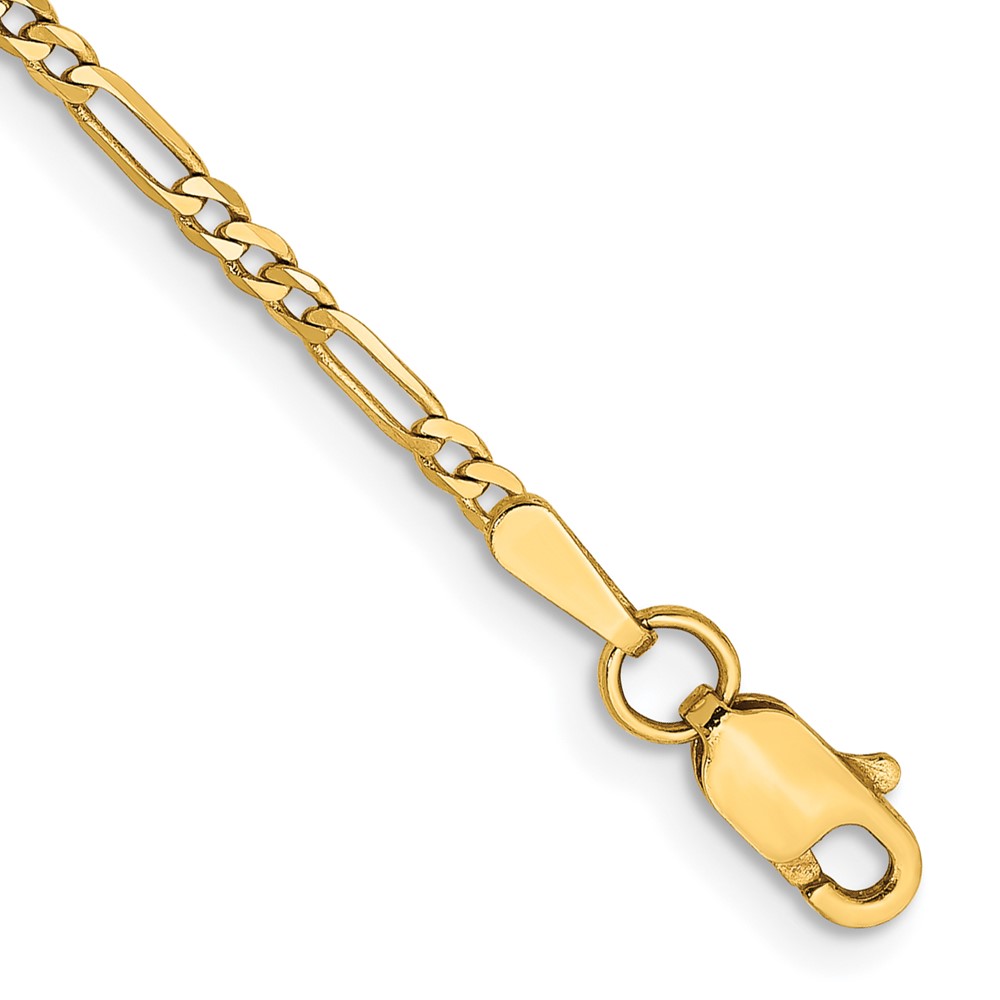 14K 5.5 inch 1.8mm Flat Figaro with Lobster Clasp Chain (FFL050-5.5)