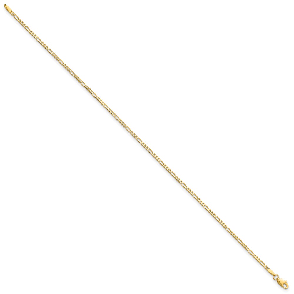 14K 7 inch 1.8mm Flat Figaro with Lobster Clasp Bracelet (FFL050-7)