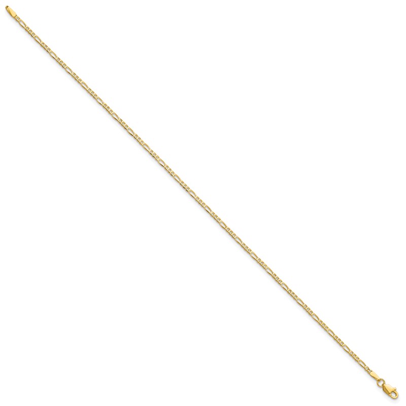 14K 8 inch 1.8mm Flat Figaro with Lobster Clasp Bracelet