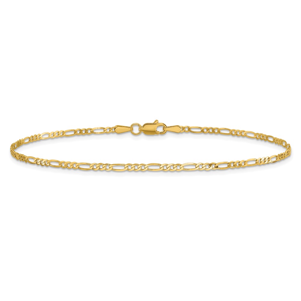14K 7 inch 1.8mm Flat Figaro with Lobster Clasp Bracelet (FFL050-7)