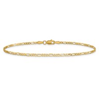 14K 1.8mm Yellow Gold Flat Figaro Anklet with Lobster Clasp - 9in view 3