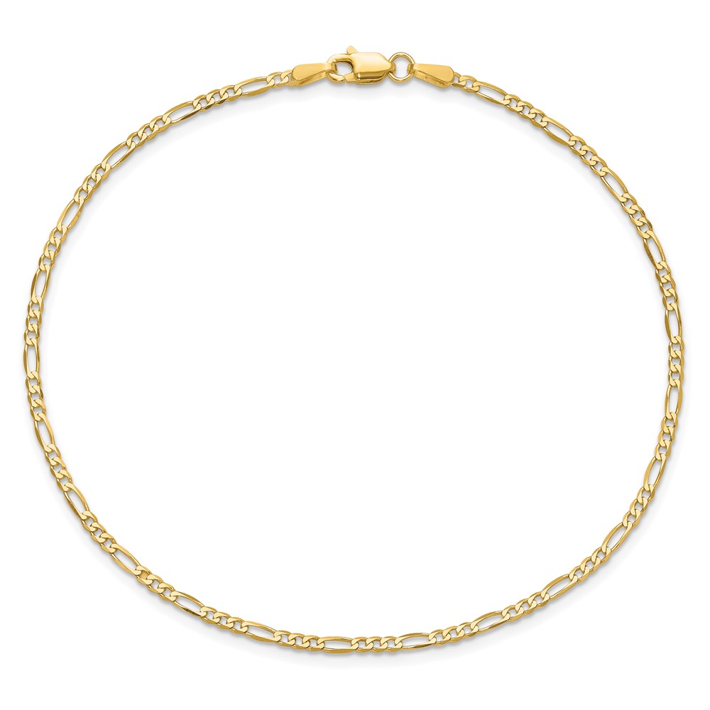 14K 7 inch 1.8mm Flat Figaro with Lobster Clasp Bracelet (FFL050-7)