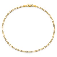 14K 1.8mm Yellow Gold Flat Figaro Anklet with Lobster Clasp - 9in view 4