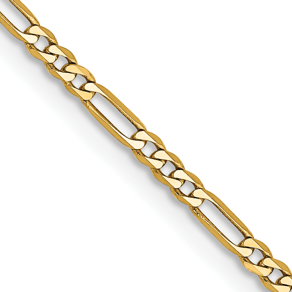 14K 14 inch 1.8mm Flat Figaro with Lobster Clasp Chain (FFL050-14)