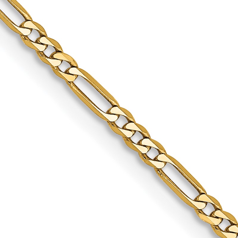 14K 22 inch 1.8mm Flat Figaro with Lobster Clasp Chain