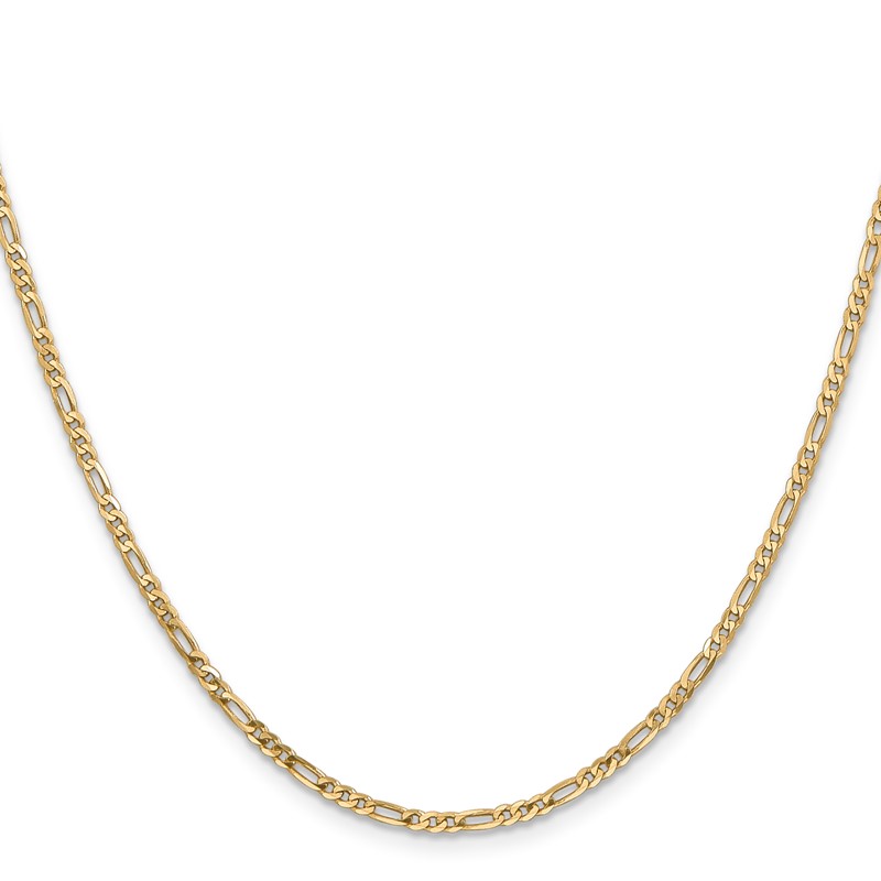 14K 24 inch 2.25mm Flat Figaro with Lobster Clasp Chain