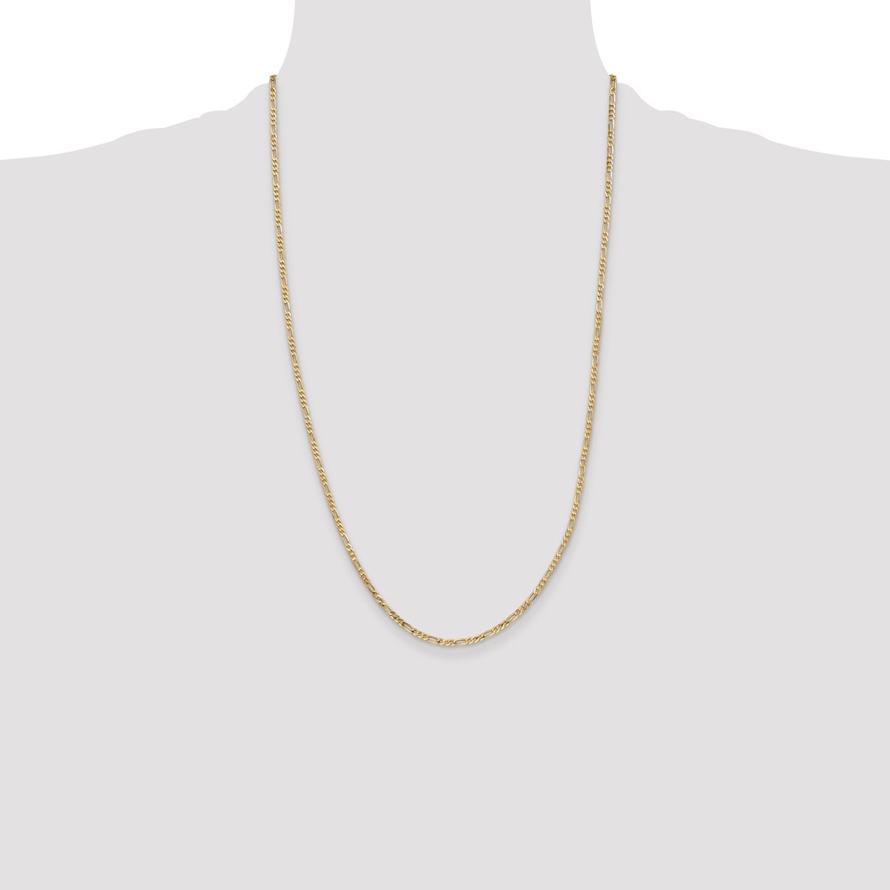 14K 26 inch 2.25mm Flat Figaro with Lobster Clasp Chain (FFL060-26)