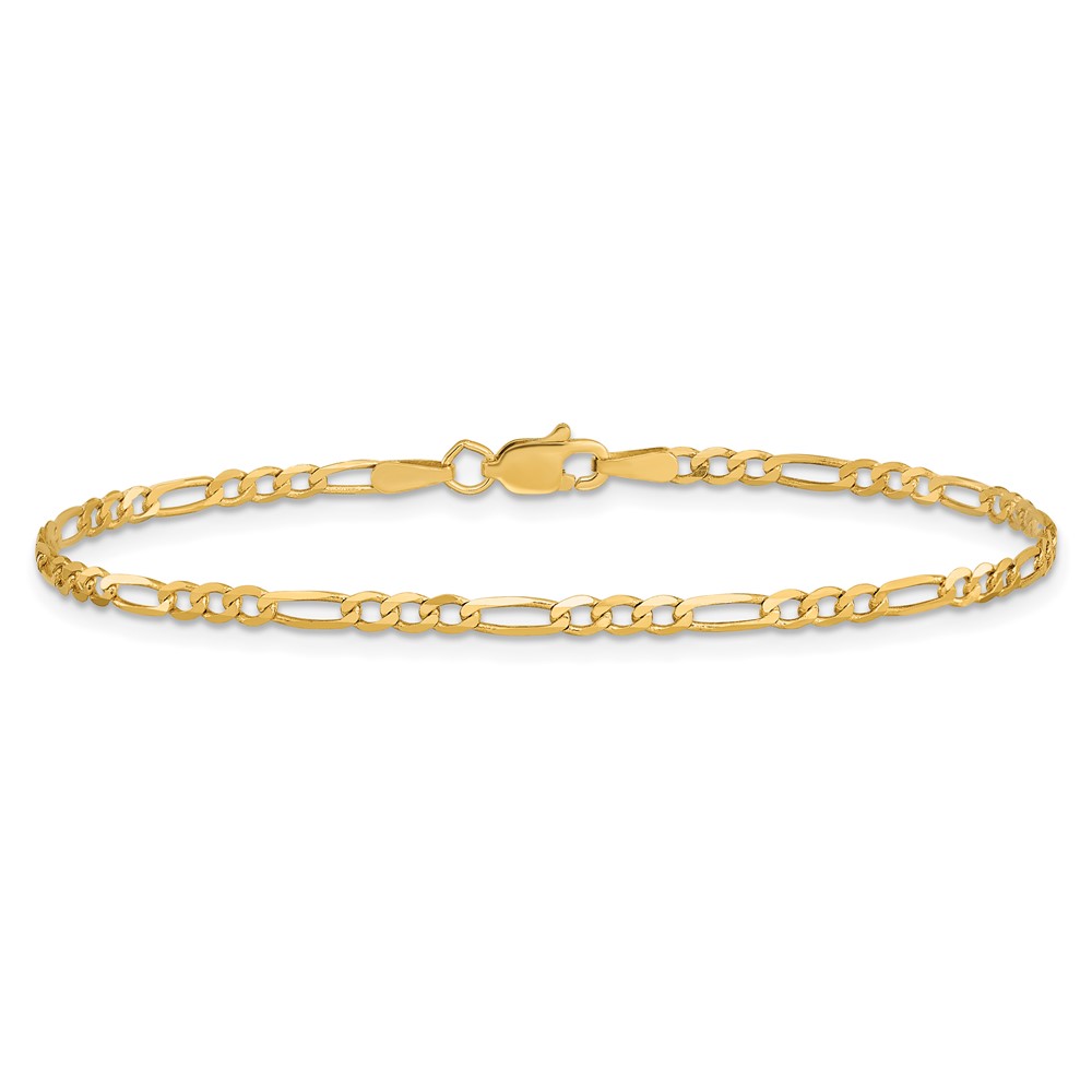 14K 5.5 inch 2.25mm Flat Figaro with Lobster Clasp Chain (FFL060-5.5)